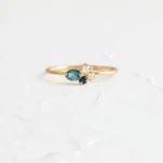 14k Solid Gold Navy Mini Cluster Ring