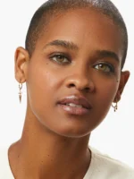 18k Solid Gold Natural Diamond Hoop Earrings - 图片 4