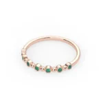 18K Solid Gold Half Eternity Emerald Bezel Ring - 图片 6