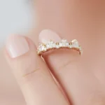 18k Tapered Baguette Diamond Flush Ring - Image 2
