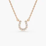18k Mini Natural Diamond Horseshoe Necklace - 图片 3