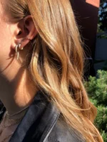 Small White Natural Diamond Horn Earrings - 图片 4