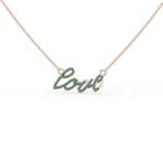 18k Solid Gold Love Necklace in Natural Emerald - Image 4