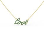18k Solid Gold Love Necklace in Natural Emerald