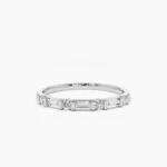 14K Alternating Baguette and Round Natural Diamond Wedding Ring - 图片 7