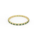 18K Solid Gold Full Eternity Emerald & amp; Diamond Wedding Band - 图片 6
