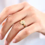 14K Gold Baguette Natural Diamond Signet Ring - Image 6