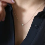 18k Gold Single Natural Diamond Star Necklace - 图片 2