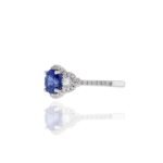 14K Solid Gold Brilliant Round Tanzanite And Diamond Ring - 图片 4