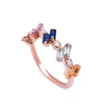 14K Solid Gold Double Baguette with Charnel Ring - 图片 2