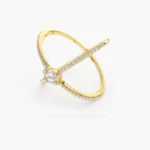 14k Gold Baguette and Round Natural Diamond Illusion Setting Statement Ring - Image 4