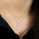 18k Natural Diamond Large Horseshoe Necklace - 图片 5
