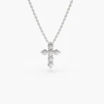 18k Gold Medium Natural Diamond Cross Necklace - Image 2