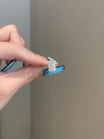 3 Carat Crushed Ice Radiant Moissanite 4-Prong Halo Solitaire Engagement Ring - Image 2