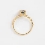 18K Solid Gold Distance Ring, 1.52ct. Greenish Blue Montana Sapphire Gold Ring - Image 2