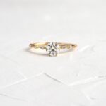 Diamond Distance Ring, Diamond Moissanite Engagement Ring 18karat Gold Ring