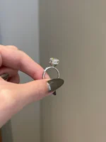 Pear Shaped Moissanite 3-Prong Hidden Halo Pave Bridge Solitaire Ring - 图片 6