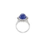 18K Solid Gold Oval Cabochon Tanzanite and Diamond Ring - Image 9