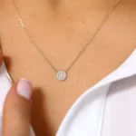 18k Gold Pave Diamond Disc Necklace - 图片 8