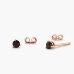 18k Solid Gold Round Cut Ruby Stud Earrings