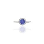 18K Solid Gold Tanzanite and Diamond Ring - Image 2