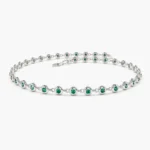 14K Solid Gold Bezel Set Emerald Tennis Bracelet - 图片 7