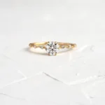 18K Solid Gold Diamond Distance Ring, Round Cut Lab-Grown Diamond Ring