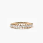 14K Gold Domino Marquise Wedding Band - Image 4