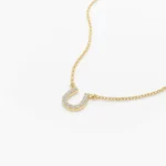 18k Mini Natural Diamond Horseshoe Necklace - 图片 4