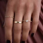 18K Solid Gold Diamond Distance Ring, Round Cut Lab-Grown Diamond Ring - Image 4