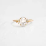 18K Solid Gold  0.77ct. Rose Cut Oval Diamond Ring