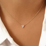 18k Triangle Shaped Round and Baguette Natural Diamond Necklace - 图片 2