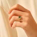 14K Solid Gold Emerald Engagement Ring - 图片 3