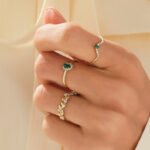 18K Solid Gold Minimalist Emerald Oval Ring - 图片 6