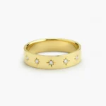 14K Gold Starburst Natural Diamond Signet Ring