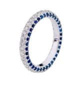 14K Solid Gold 1.16 Carat Round-Cut Sapphire and Diamond Eternity Band Ring