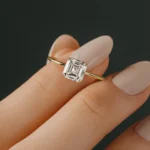 18K Solid Gold Whisper Ring, 1.5ct. Asscher Cut Diamond Moissanite Ring - 图片 2