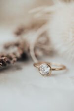 18K Solid Gold Lab-Grown Diamond Round Bezel Set Solitaire Ring