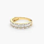 14K Solid Gold Baguette & Round Diamond Wedding Band - Image 3