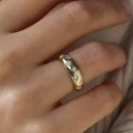 14K Solid Gold 6MM Dome Star Setting Diamond Ring - 图片 2