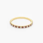 18K Solid Gold Ruby and Diamond Alternating Eternity Ring - 图片 4