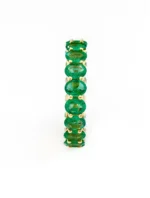 18K Solid Gold Oval Shaped Emerald Eternity Band - 图片 6