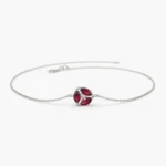 18k Solid Gold Marquise Ruby Cluster Bracelet - Image 4