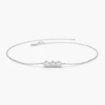 14K Gold Trio Moissanite Diamond Bracelet with Thin Chain - 图片 4