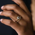 18K Solid Gold White Sapphire Astra Ring - Image 8