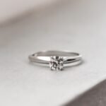 14K White Gold Moissanite Diamond Classic Solitaire Ring