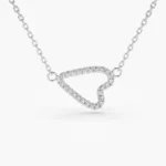18k Gold Sideways Natural Diamond Heart in Micro Pave Setting - 图片 6