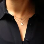 18k Gold Single Natural Diamond Star Necklace - 图片 4