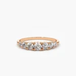14K Gold 7 Stone Diamond Graduated Wedding Ring - Image 4