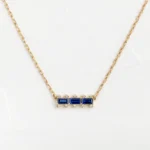 18k Solid Gold Blue Sapphire Bookend Necklace